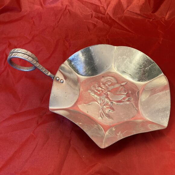 Vintage Nasco Aluminum Candy Dish Made in Italy Rose Design Beveled Edges - Picture 8 of 8